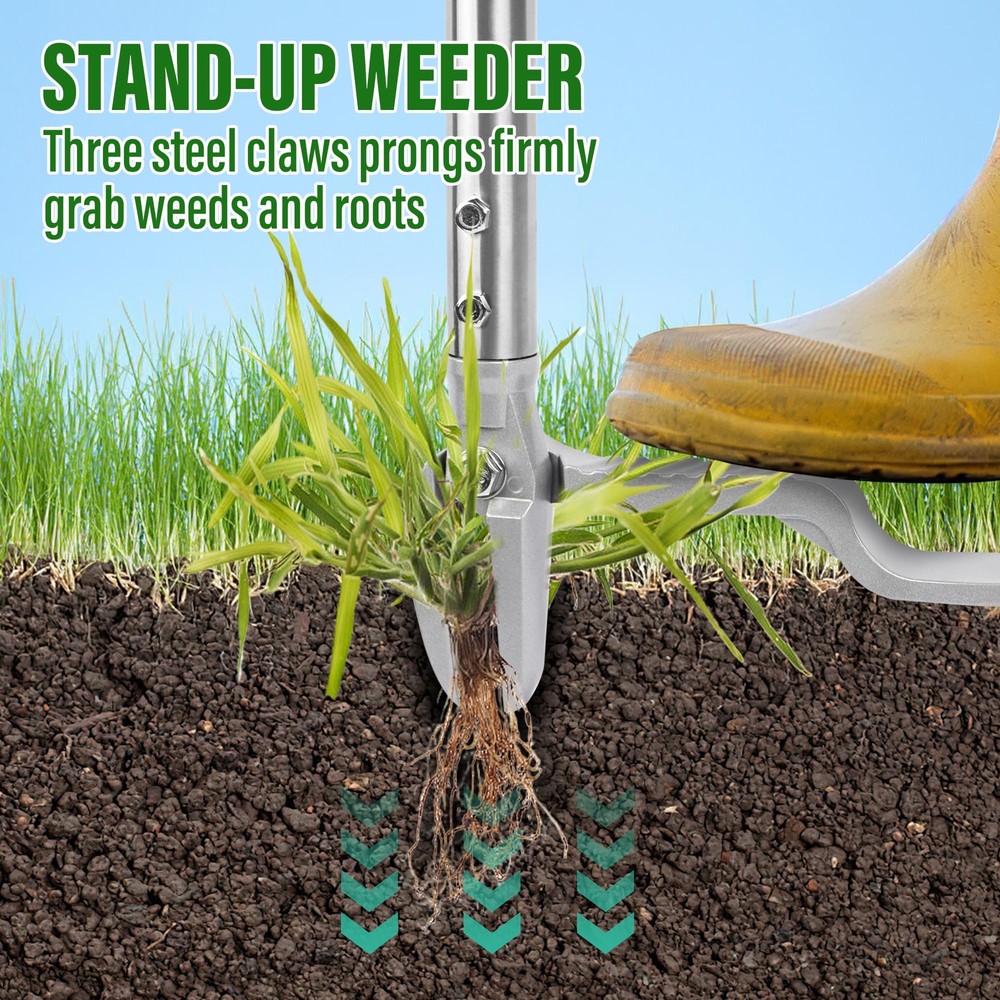 BARAYSTUS Stand up Weed Puller with 3 Claw Head 45.6" Long Handle Weed Puller...