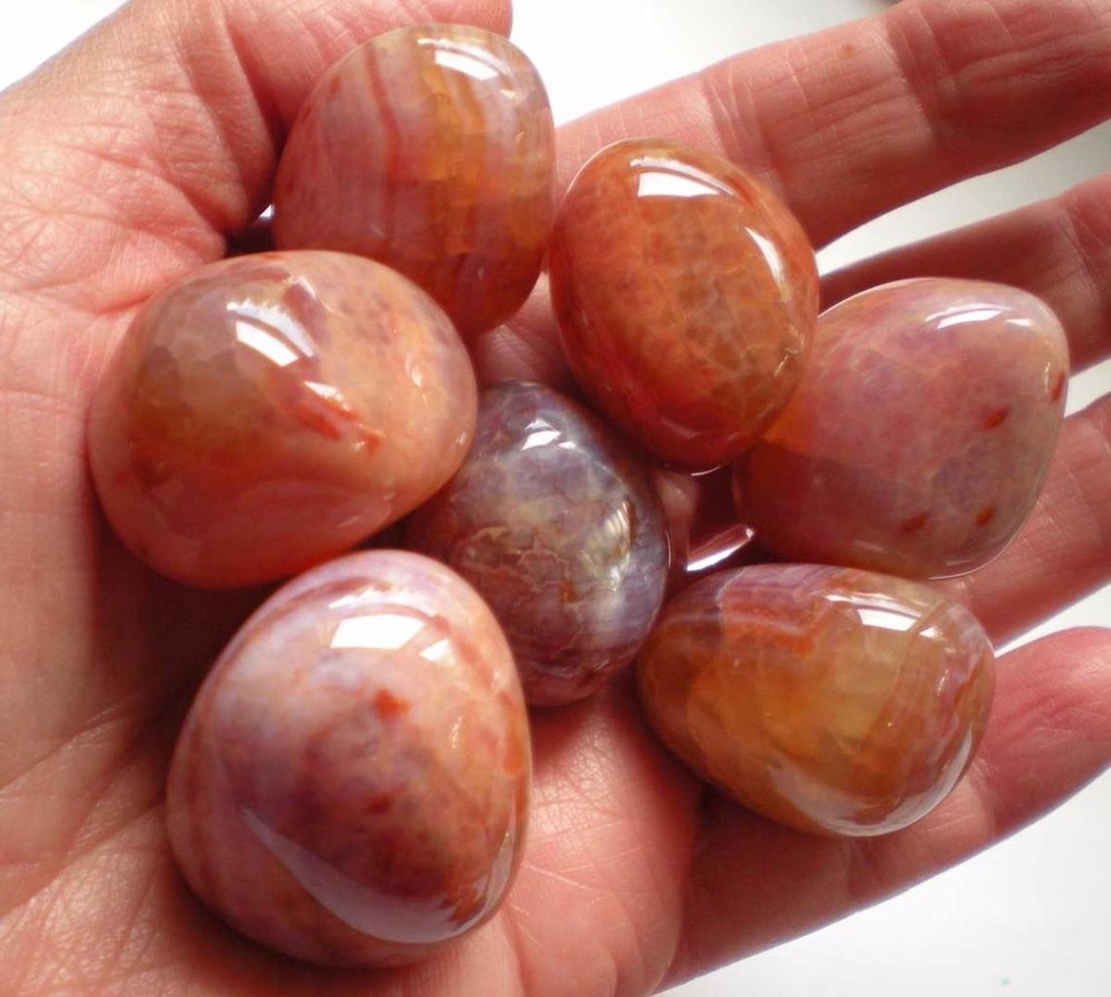 Fire Agate - 7 Tumbled Stones rt556c