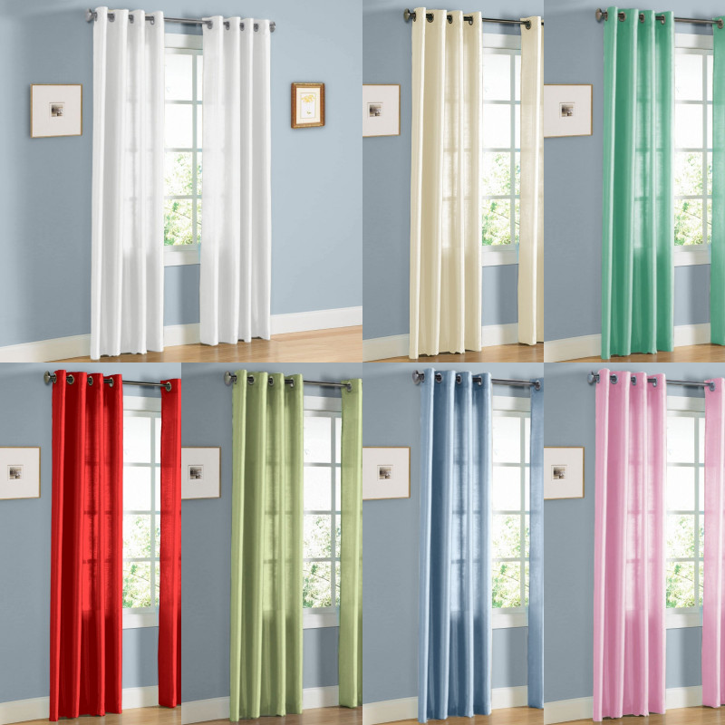 Nancy Solid Faux Silk Grommet Window Curtain Panel Drapes 63" 84" 95" 108" 1PC