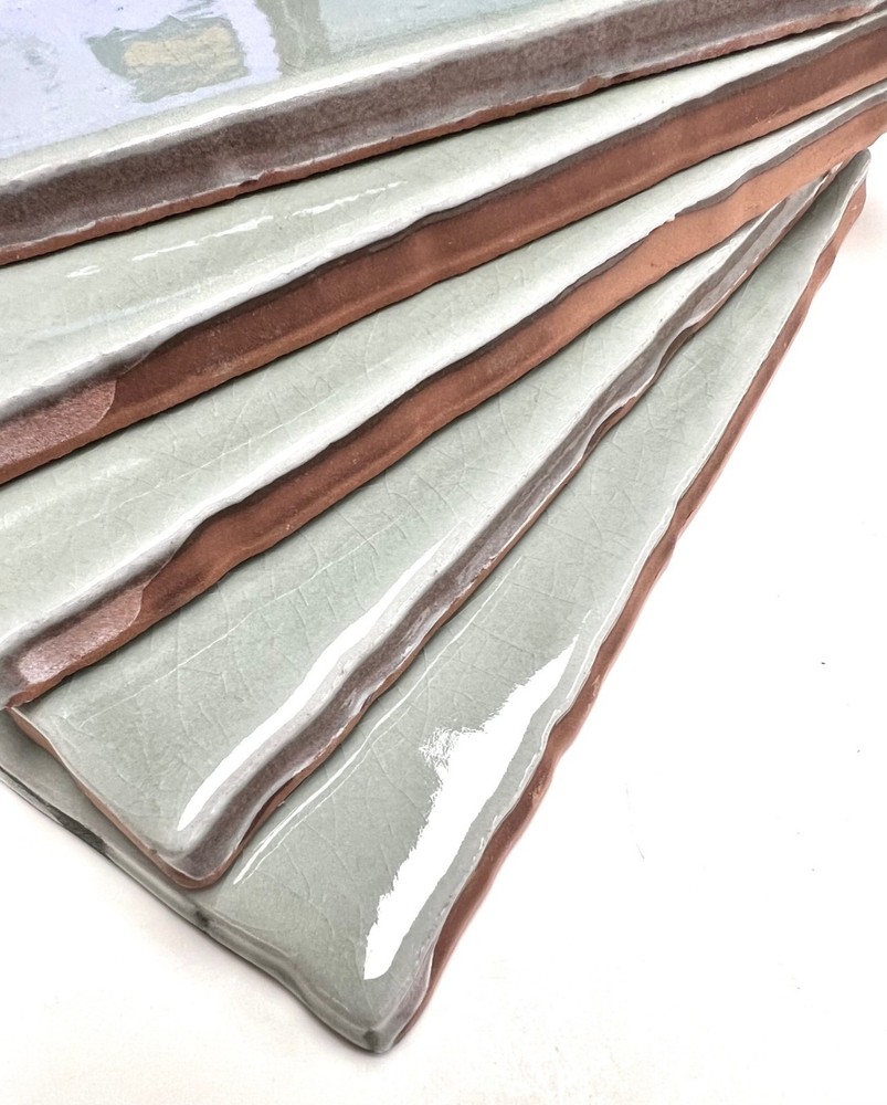 3x6 Sage Green Crackled Ceramic Tile, Wall and Backsplash Kitchen Bath (1 SF)