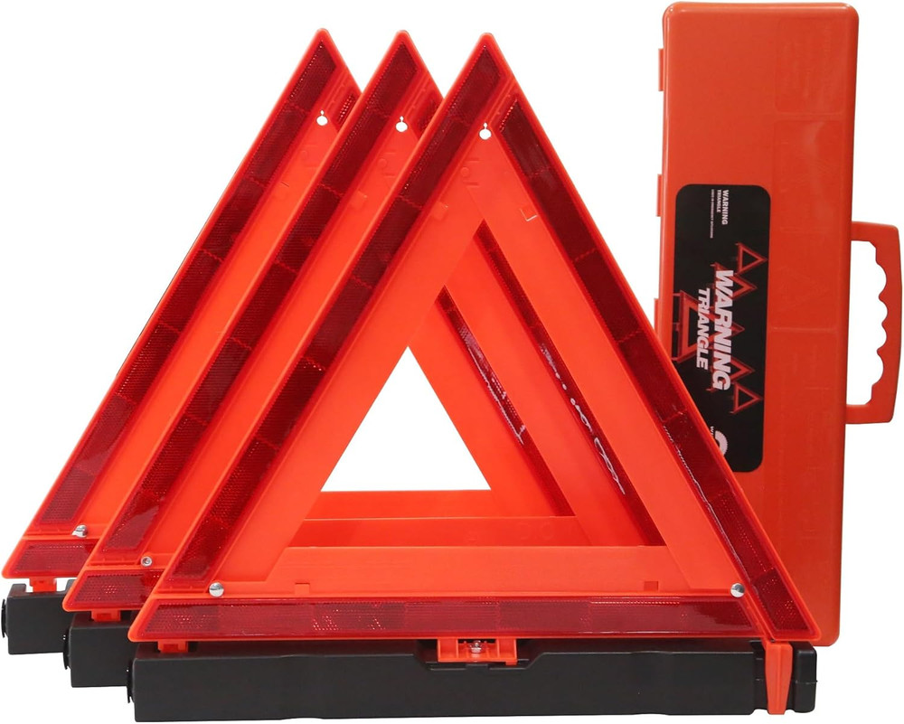 DOT Approved Warning Triangles 3 Pack Reflective Emergency Road Safety Kit Case