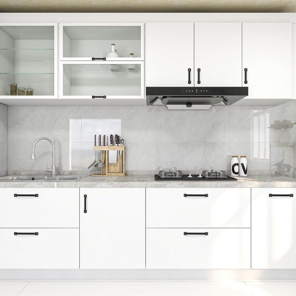 20 Pack Cabinet Handles Arch Cabinet Pulls - 5 Inch Drawer Pulls Black Kitche...