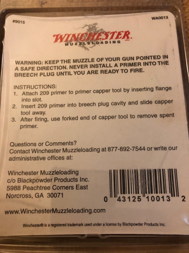 Winchester Muzzleloading 209 Capper/Extractor Tool WA0013 Compact Design