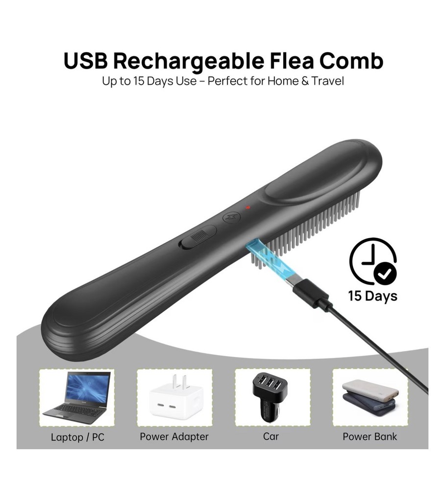 Pawshelf USB Rechargeable Electrostatic Flea Removal Comb