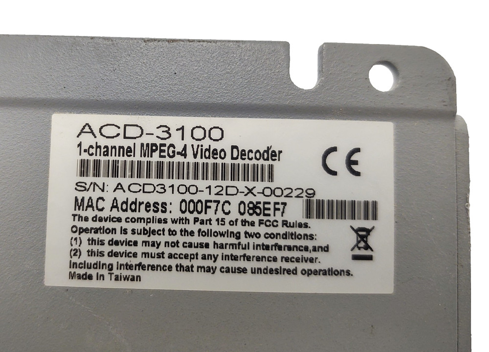 ACTi ACD-3100 1-Channel MPEG-4 Video Decoder Security Surveillance Camera