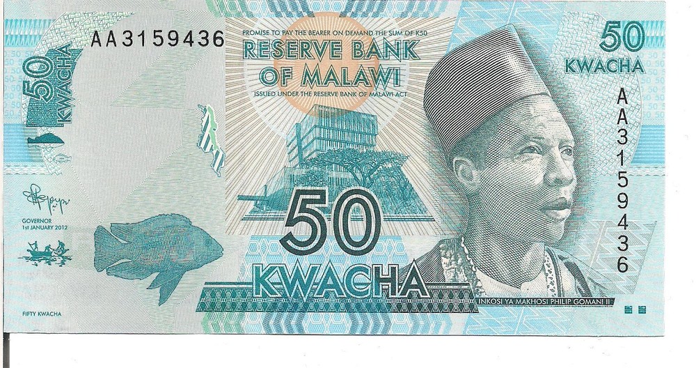 MALAWI, 50 KWACHA, Fish, 2012, UNC