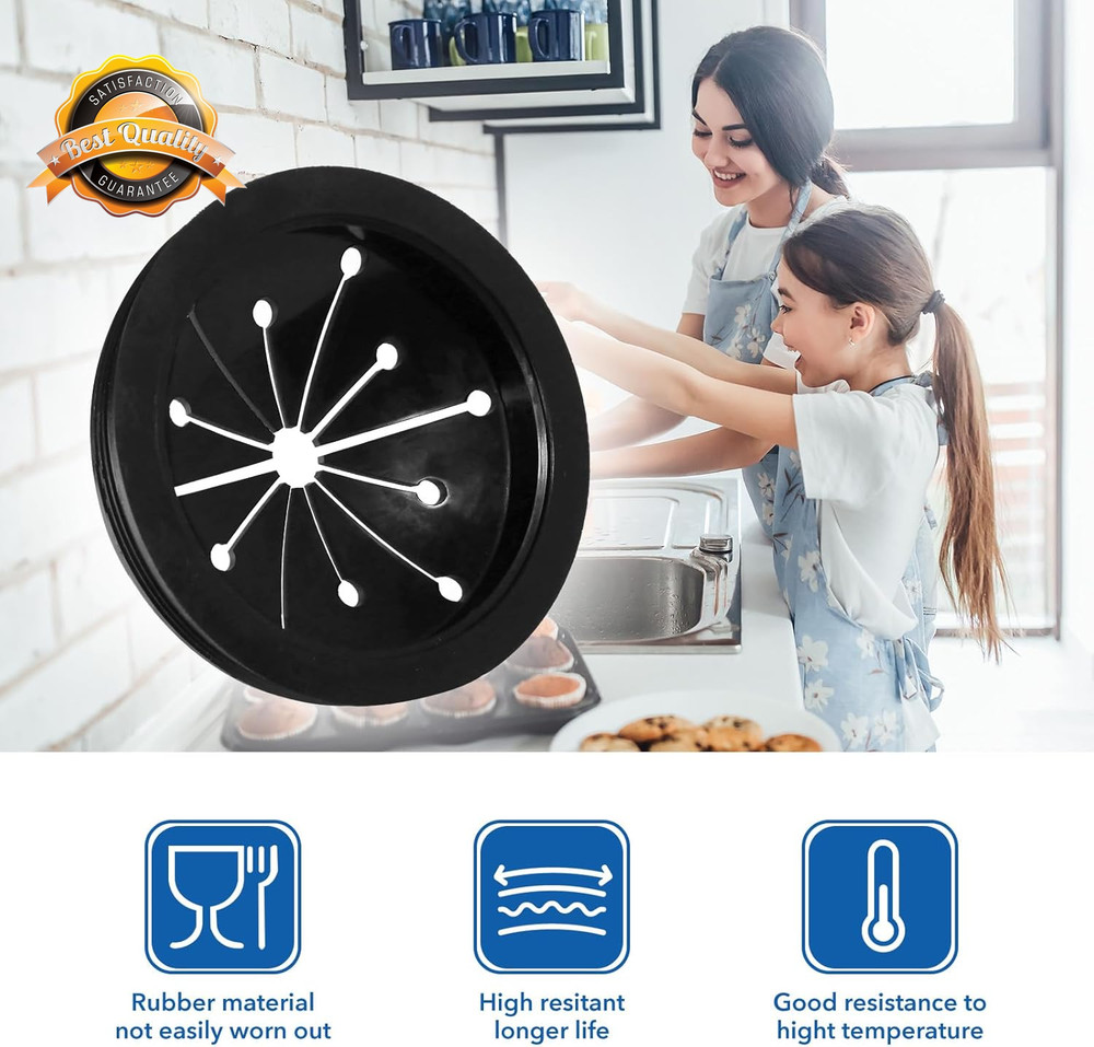 3" Garbage Disposal Splash Guard Rubber Sink Drain Insert Black 3pcs