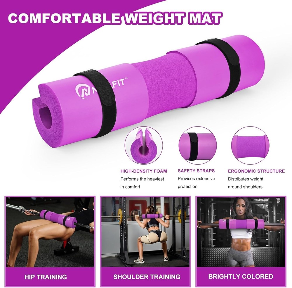Barbell Pad Set with Lifting Straps & Ankle Straps - Squat Pad for Hip Thrust...
