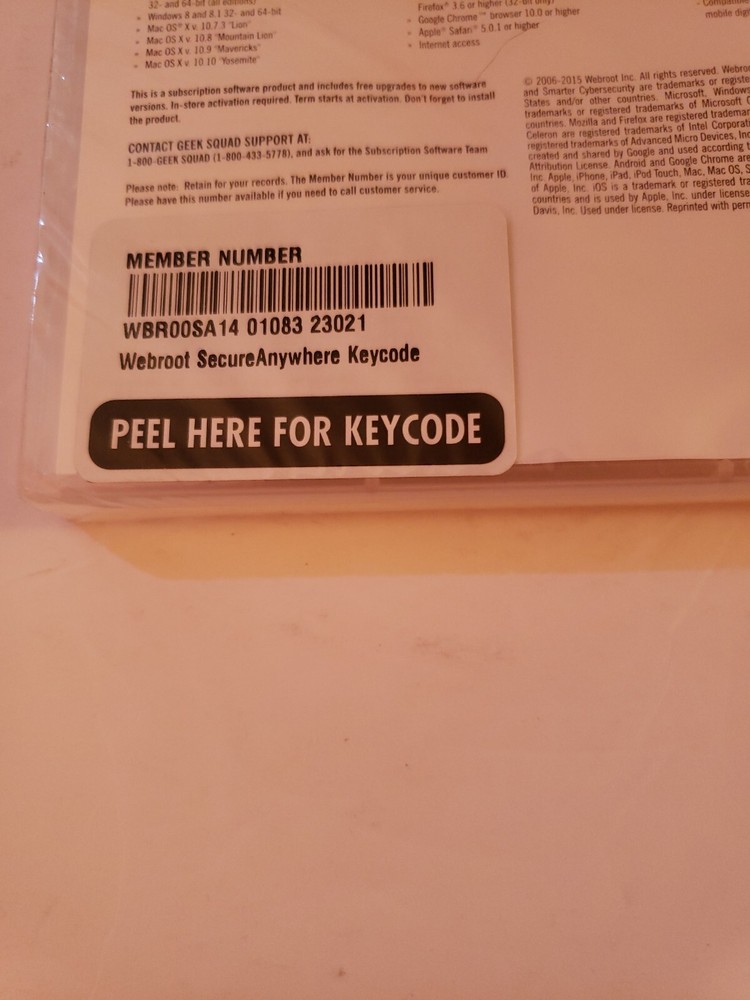 Webroot Secure Anywhere Internet Security 3 Devices for PC/MAC/Mobile NEW SEALED