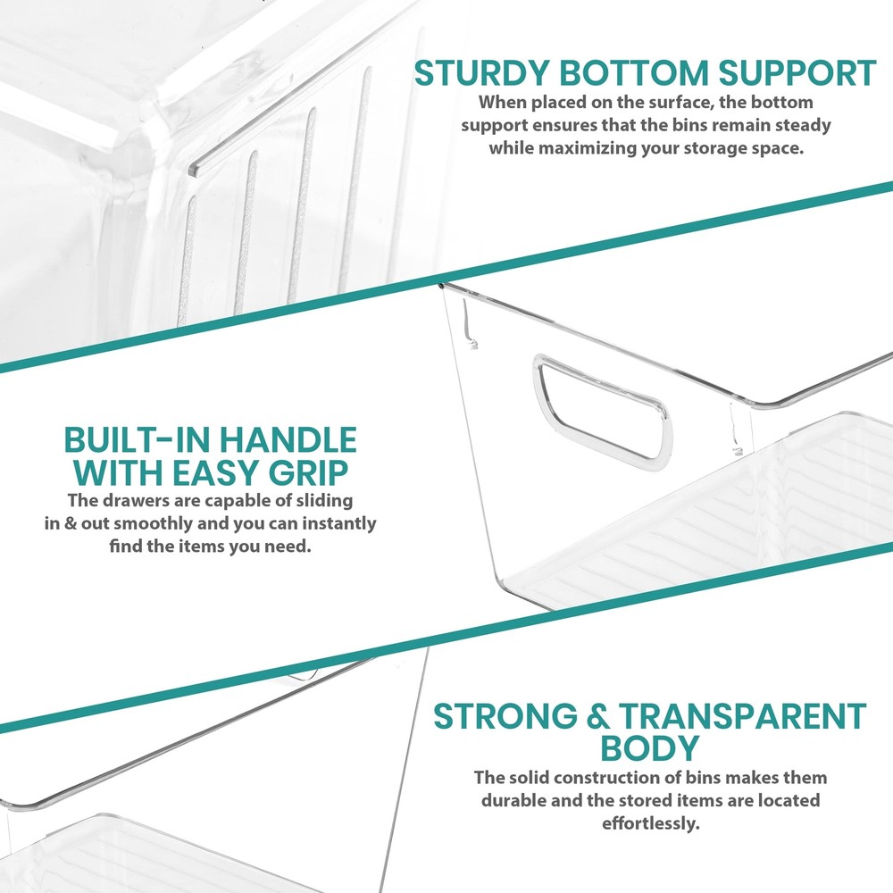 Utopia Kitchen Clear Organizer or Storage Bins - 6 Pack Pantry Organizers and...