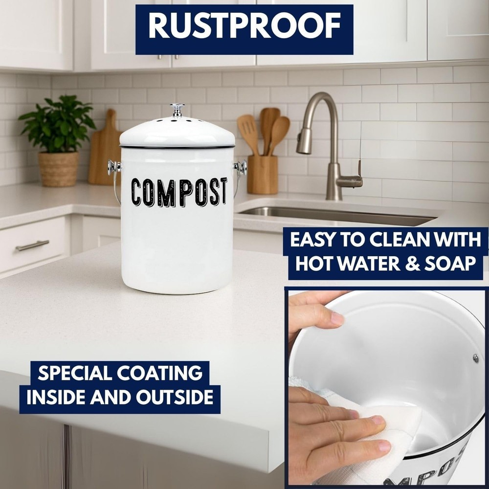 Rust-Proof Countertop Compost Bin - 1.3 Gal