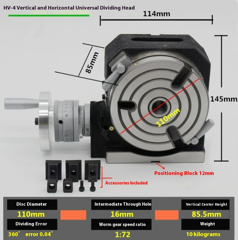 Vertical/horizontal Dual-use Indexing Milling Machine Rotary Table Divider