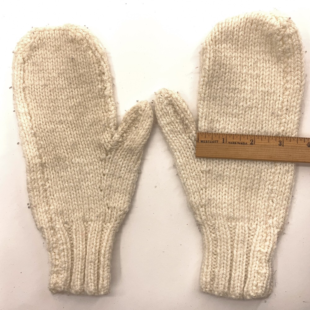 Home Knit off white winter mittens