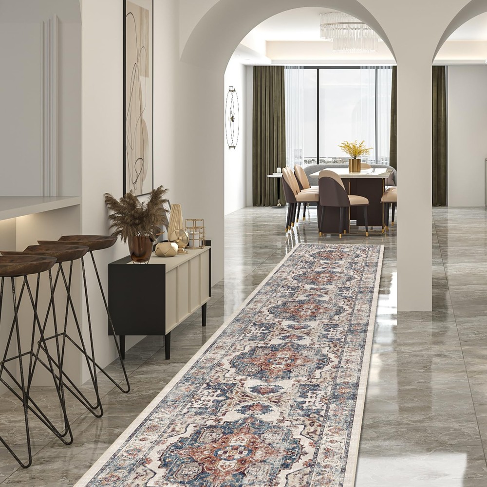 Hallway Washable Runner Rug - 2'6x14 Kitchen 2'6" x 14' (Rectangular), Brick