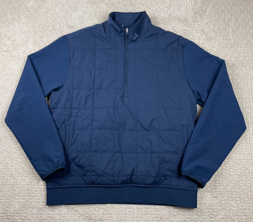 Adidas Golf Jacket Mens Medium Ultimate 365 Quilted 1/2 Zip Navy Pullover IW1391