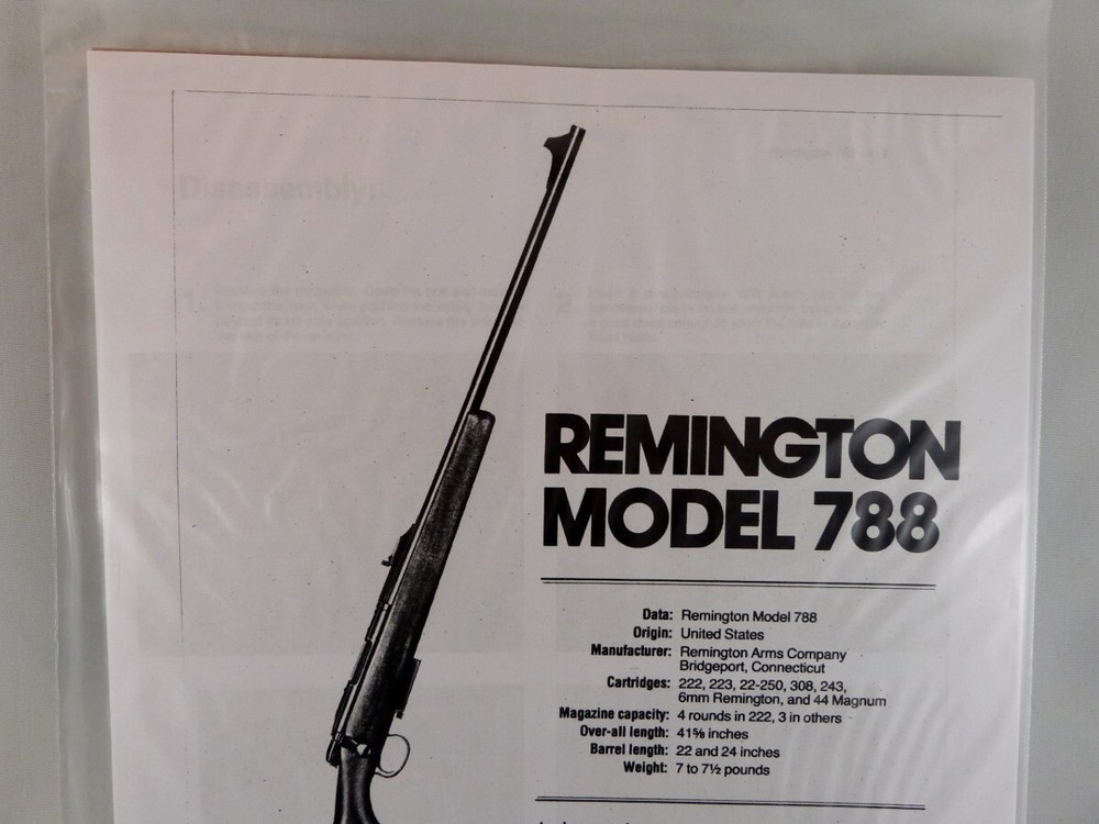 REMINGTON MODEL 788 RIFLE BREAK DOWN INSTRUCTION KIT
