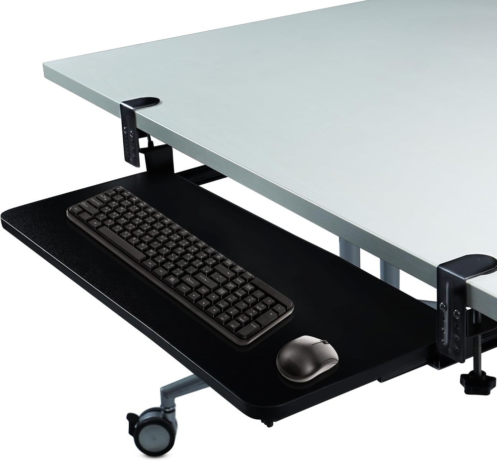 Keyboard Tray Under Desk, Pull Out Keyboard & Mouse Tray with C Clam