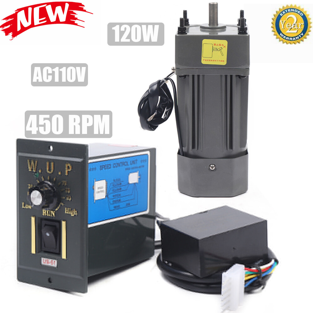 Electric AC Gear Motor Single Phase Reversible+ Variable Speed Controller 120W