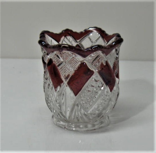 EAPG *** ruby stained = EUREKA TOOTH PICK NEAR MINT BY McKEE GLASS