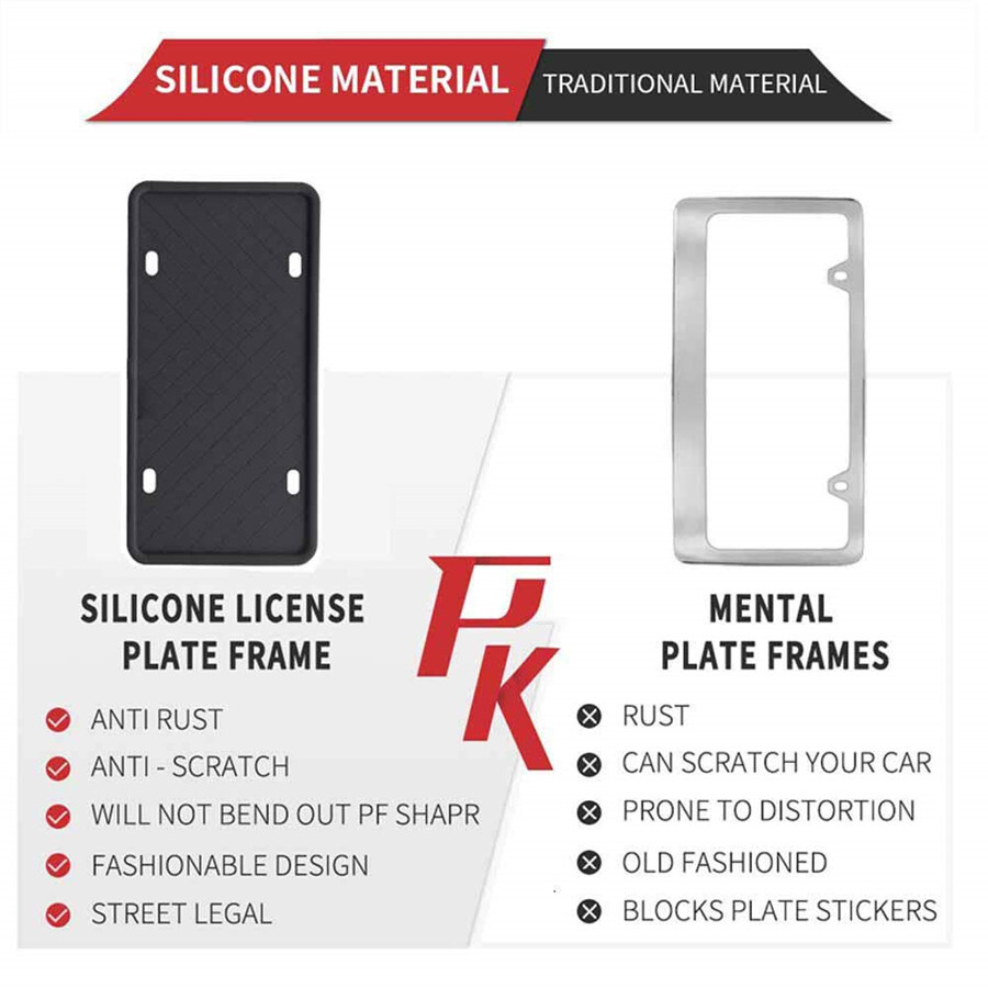 2Pcs Car Front Rear Bracket Protector Silicone License Plate Tag Holder Mounting