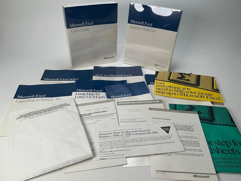 Microsoft Excel Version 3.0 Complete Vintage Software Kit New Factory Sealed