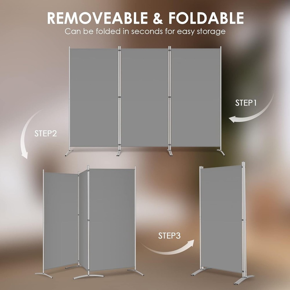 3 Panel Room Divider 6 Ft Tall Folding Privacy Screen Freestanding Room