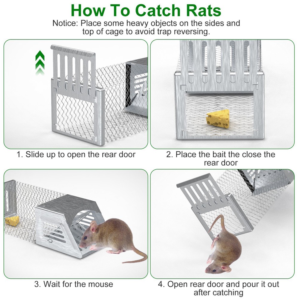 2 Pack Humane Mouse Traps Live Catch and Release Reusable Galvanized Iron Cages