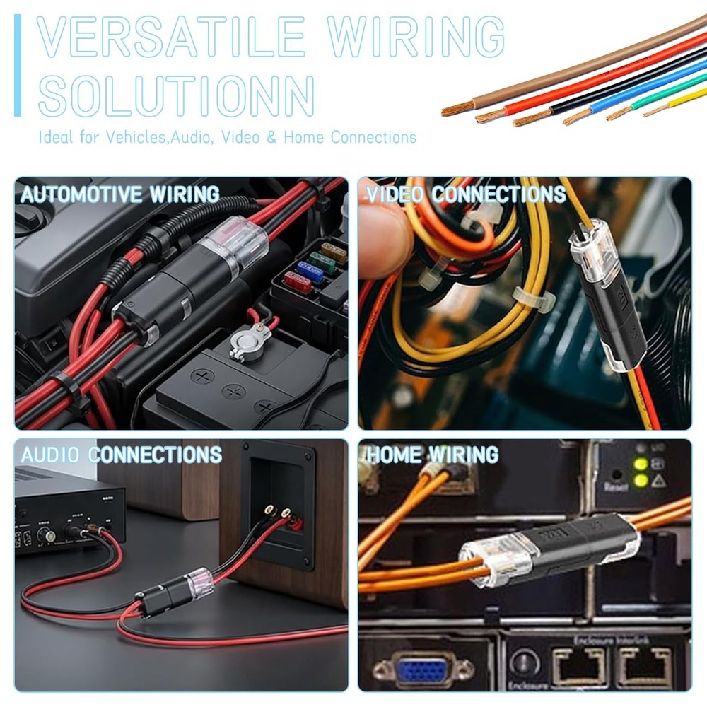 50Pcs DoubleWire Plugin Connector with Locking Buckle, QuickClip Fasteners, M...