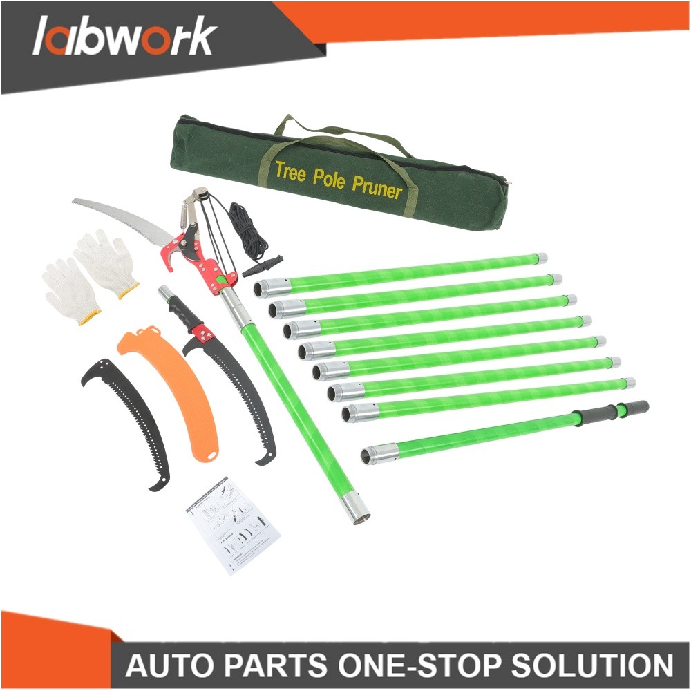 Labwork 30FT Tree Pole Pruner Hand Extension Tree Branch Pole Saws Scissor Green