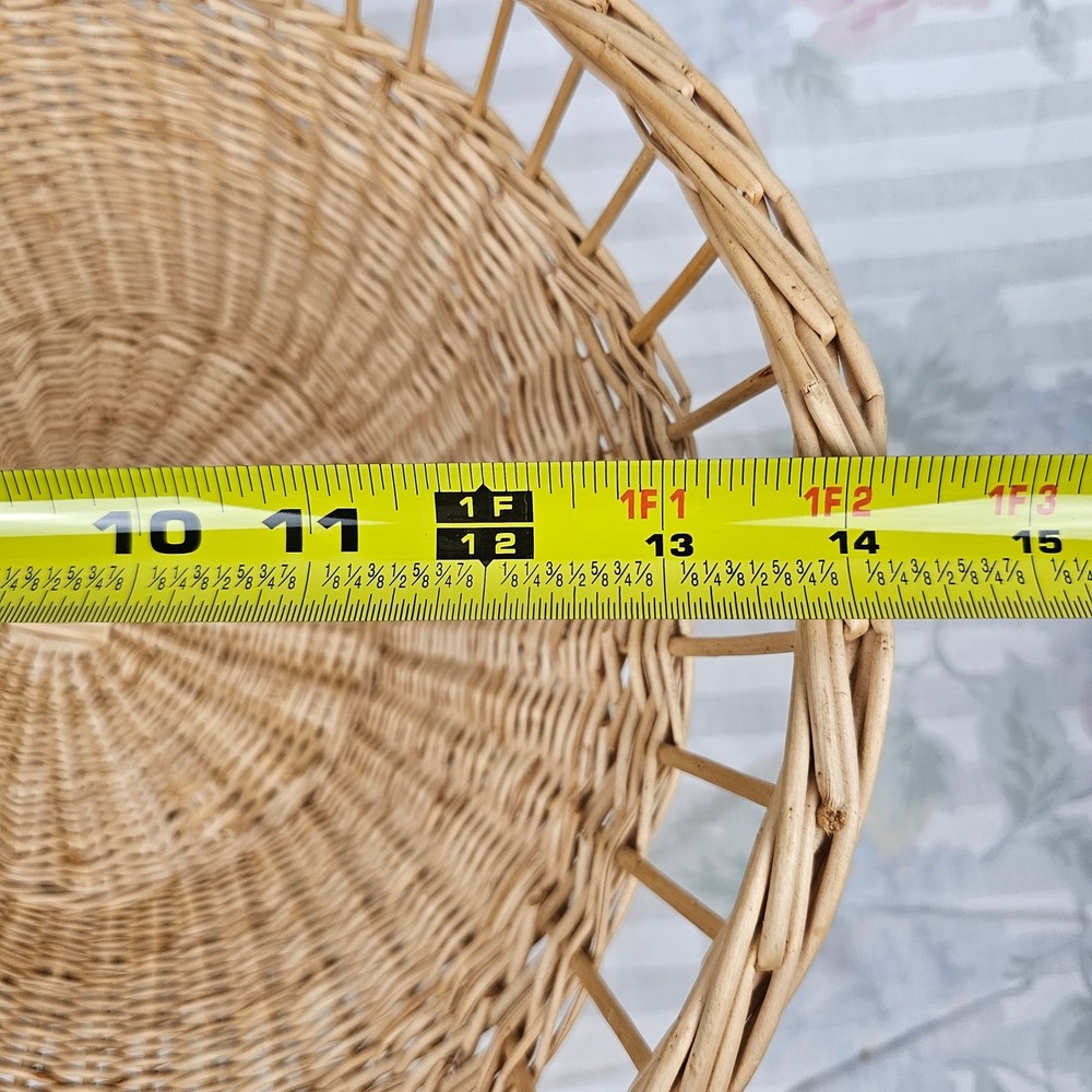 Wicker Woven Basket Natural Tone Decorative Handle Set