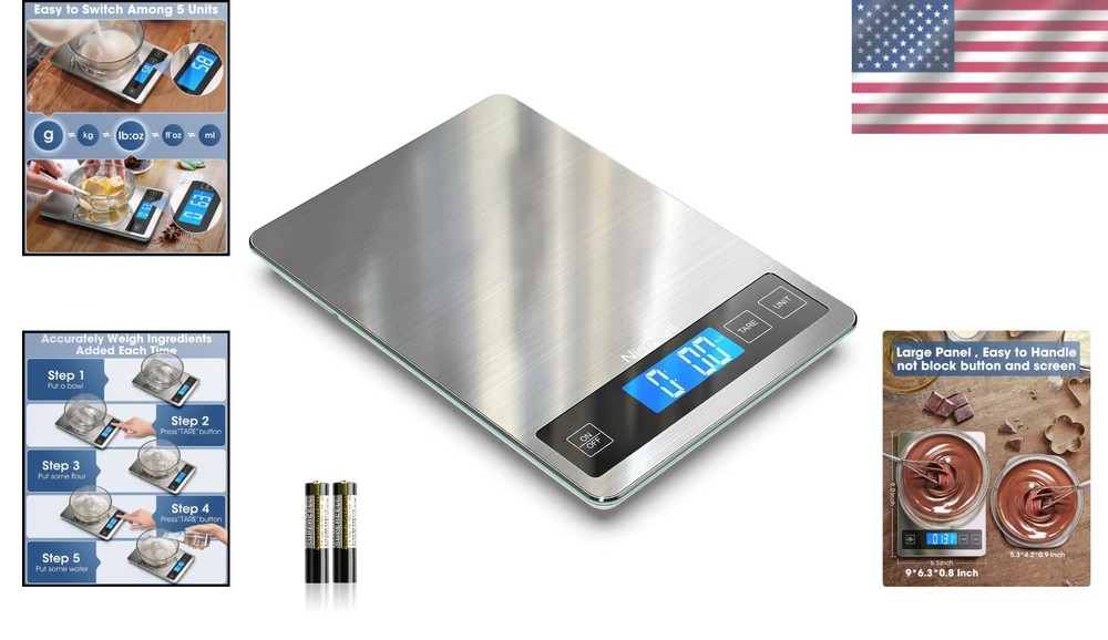Multifunction Digital Kitchen Scale, 9"x6.3" Platform