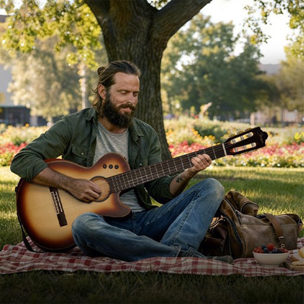 Crossover Hollow Classical Guitar Solid Wood,Nylon Strings,Thin body.