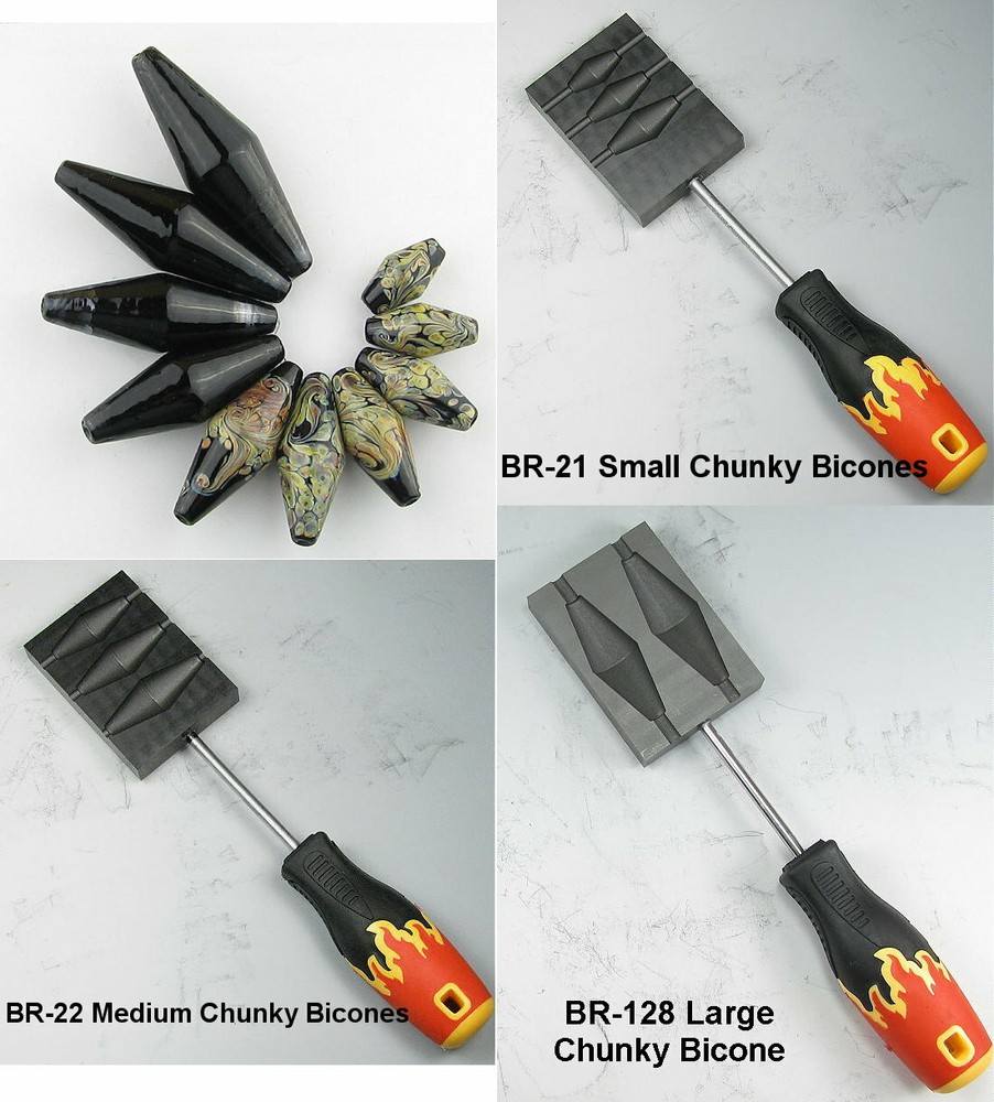 CHUNKY BICONE Graphite Molds, 4 Versions, Premier Graphite Glass Tool