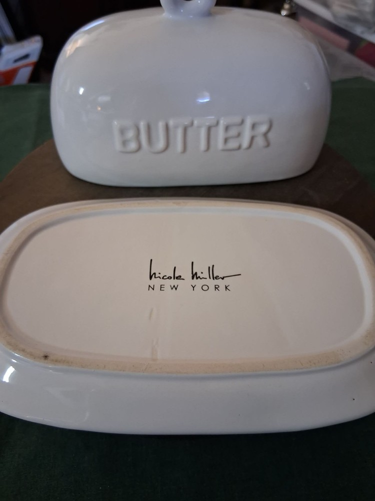 Nicole Miller White Ceramic Butter Dish
