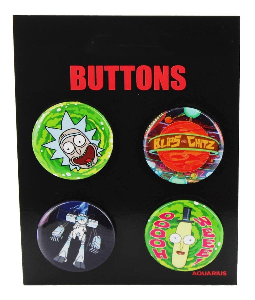 Rick and Morty Carded Button 4-Pack