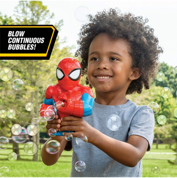 Little Kids Marvel Spider-Man Action Bubble Blower Machine