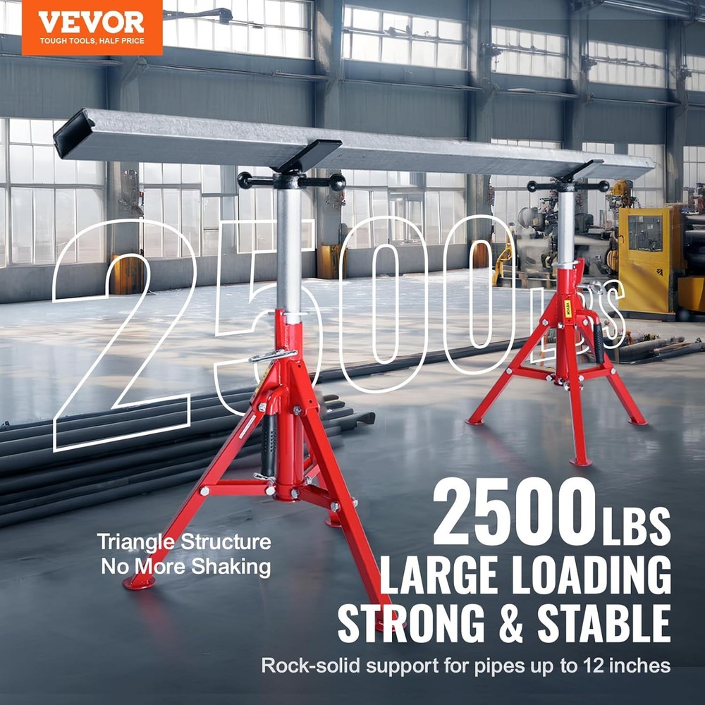 Heavy-Duty Pipe Stand Adjustable Folding Pipe Jack Stand | Sturdy Construction