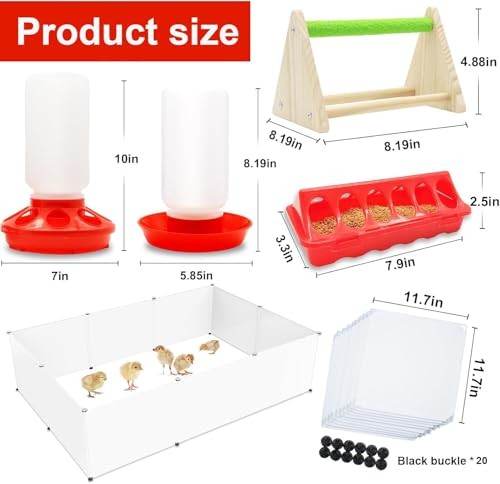 with Chick Perch,flip Top Poultry Feeder, 1l Chick Brooder Box Starter Kit