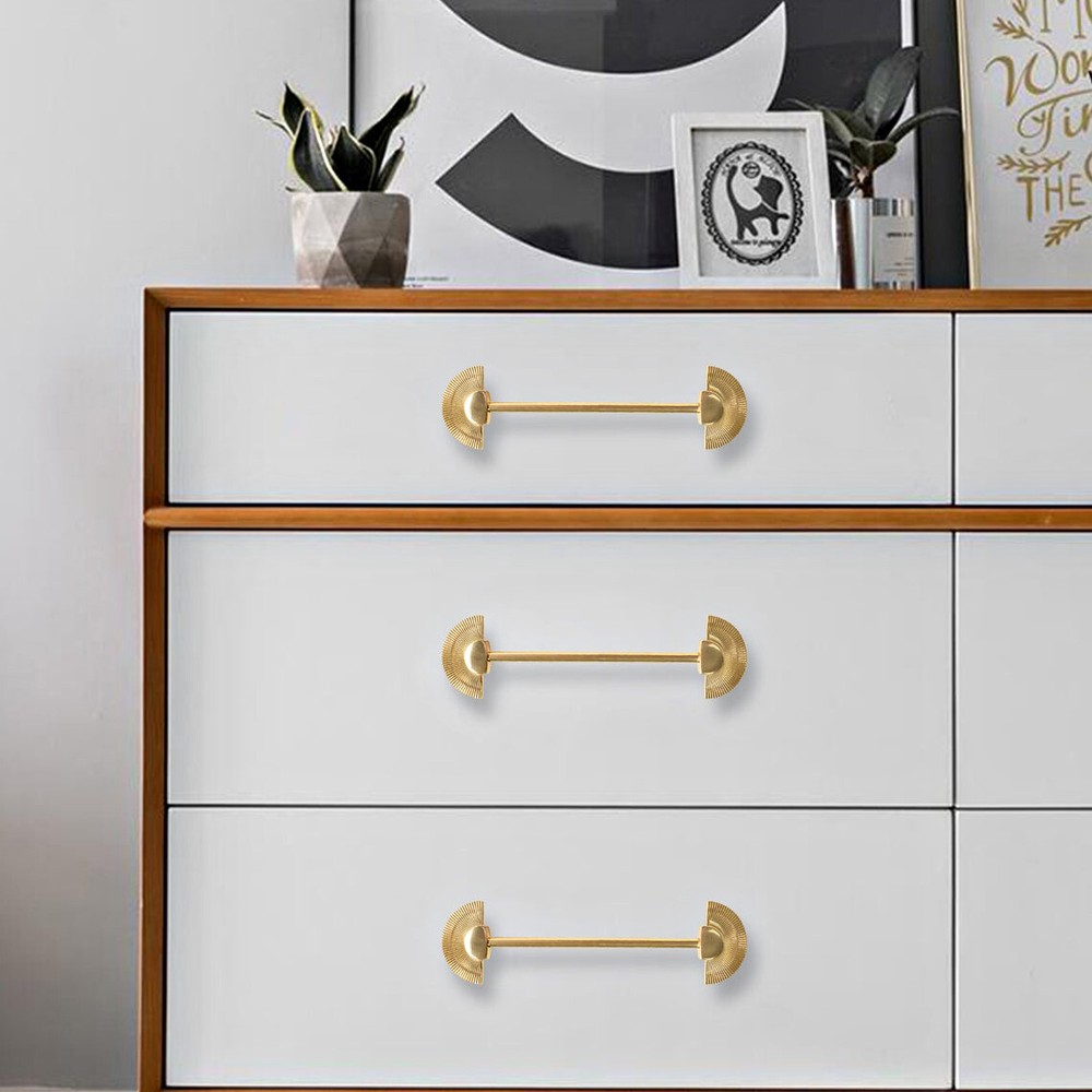 3.78" 5"Double Semicircle Brass Drawer Pull Cabinet Handle Dresser Wardrobe Pull
