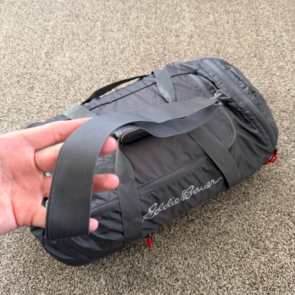 Eddie Bauer Stowaway Packable 45L Duffel Bag Ripstop 45L Gray EUC