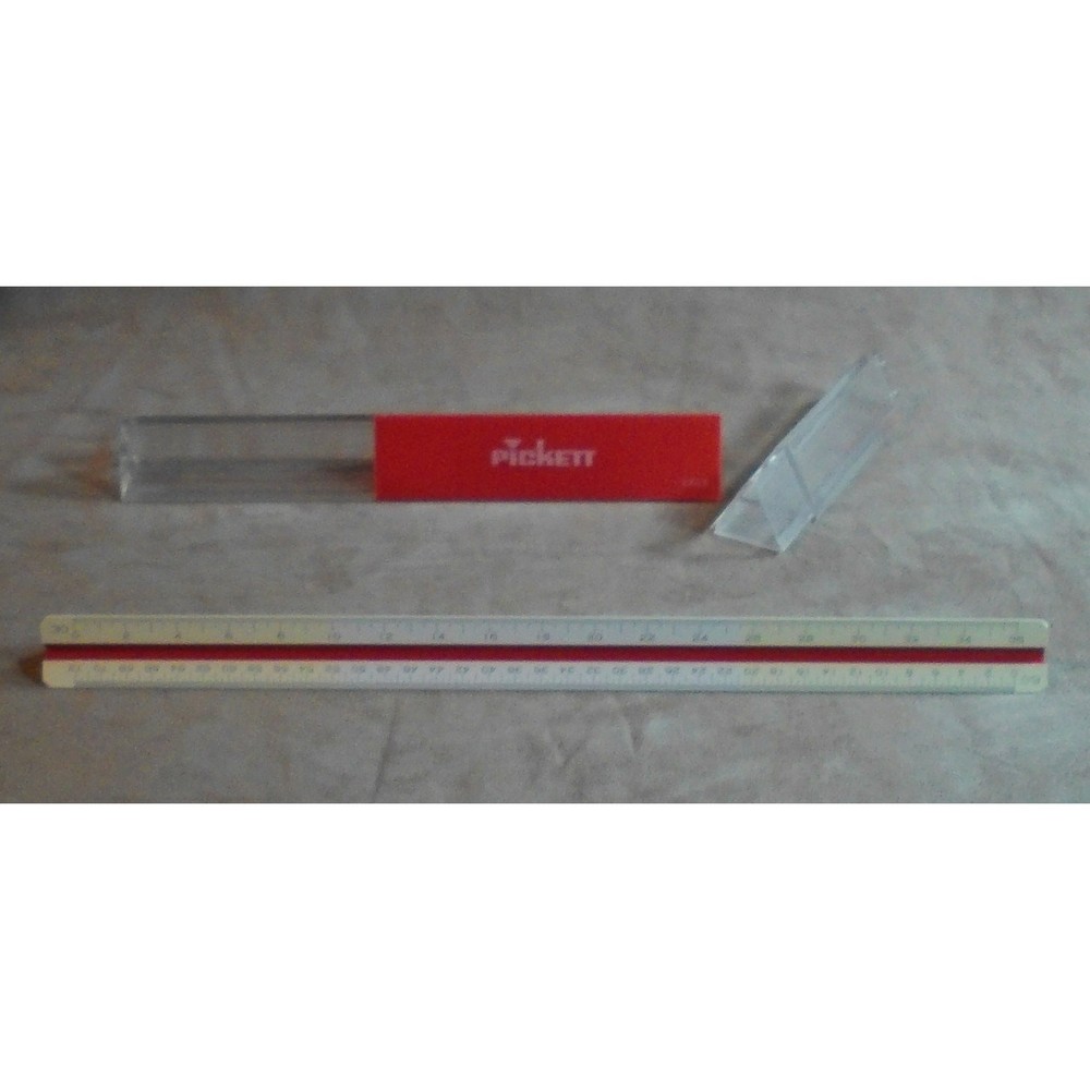 Pickett 234-E Architecture Scale Ruler w/Case Japan Drafting Engineering Vintage