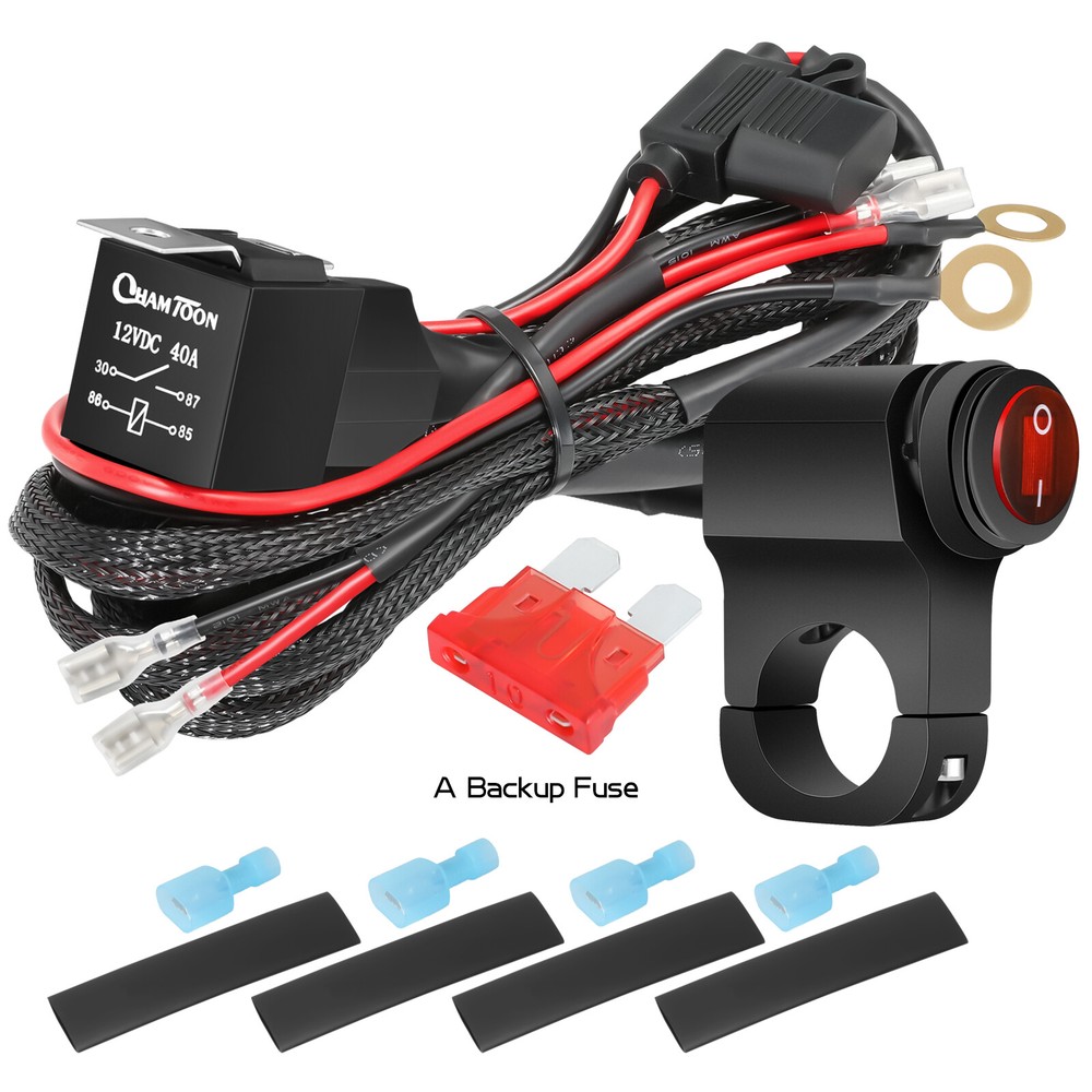2-Way Wiring Harness Kit LED Work Light Bar Motorcycle ATV Handlebar Rock Switch