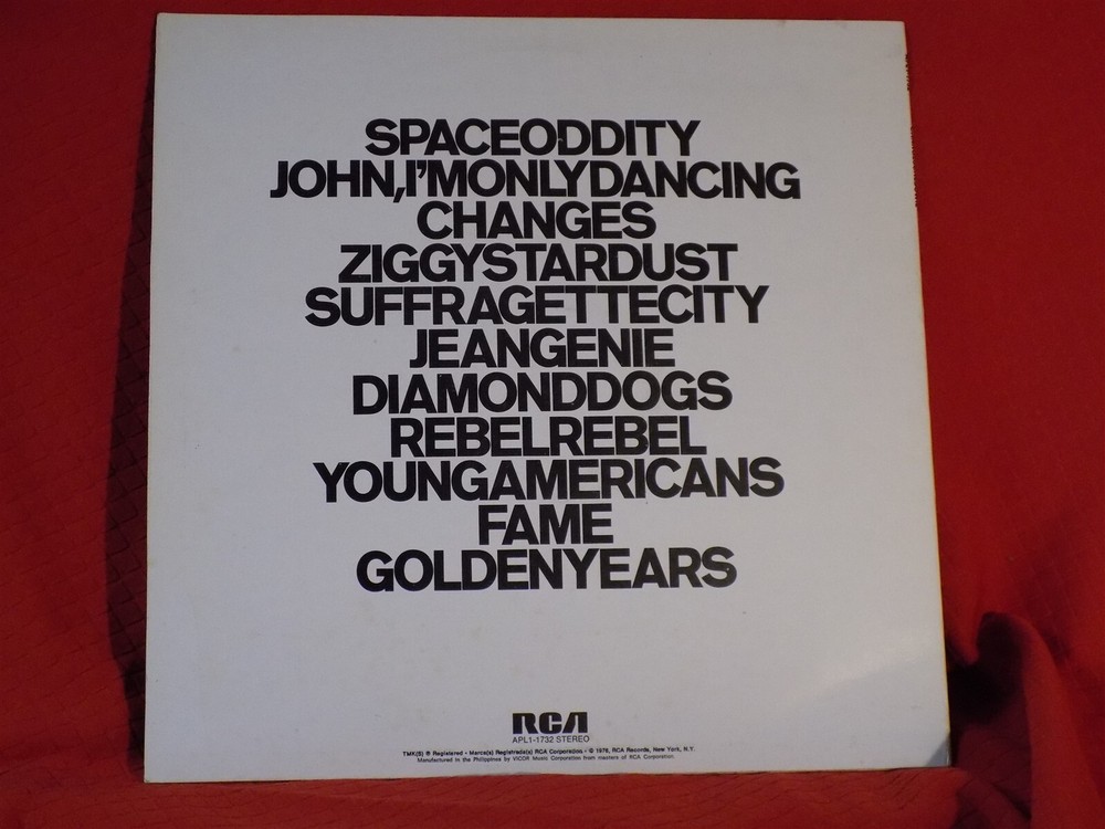 David Bowie Changes One RCA 1732 Phillipines 1976 LP Record MINT-