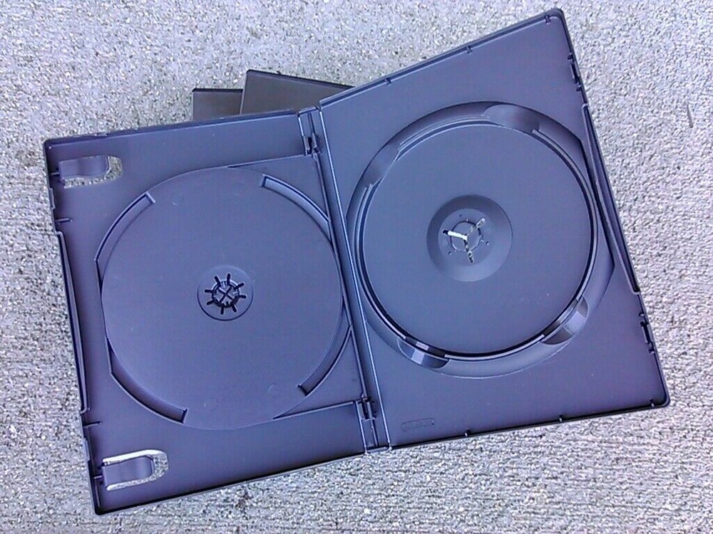 3 Empty Black Replacement DVD CD Game DOUBLE CASES -USED- each holds 2 discs