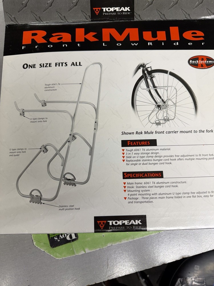 Topeak Rak Mule Lowrider Front Rack: Silver (NEW)Topeak