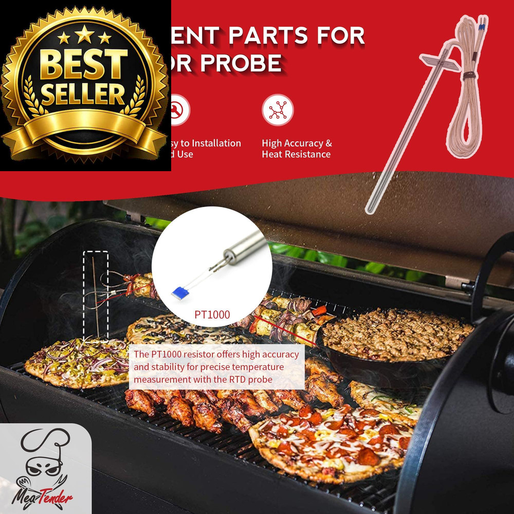 7“ RTD Temperature Probe Sensor, Replacement for Traeger Grill