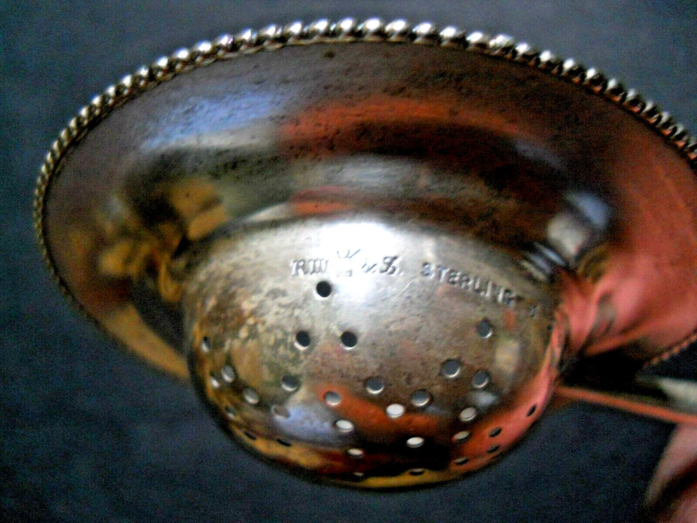 Sterling Silver Antique Tea Strainer Wood Handle