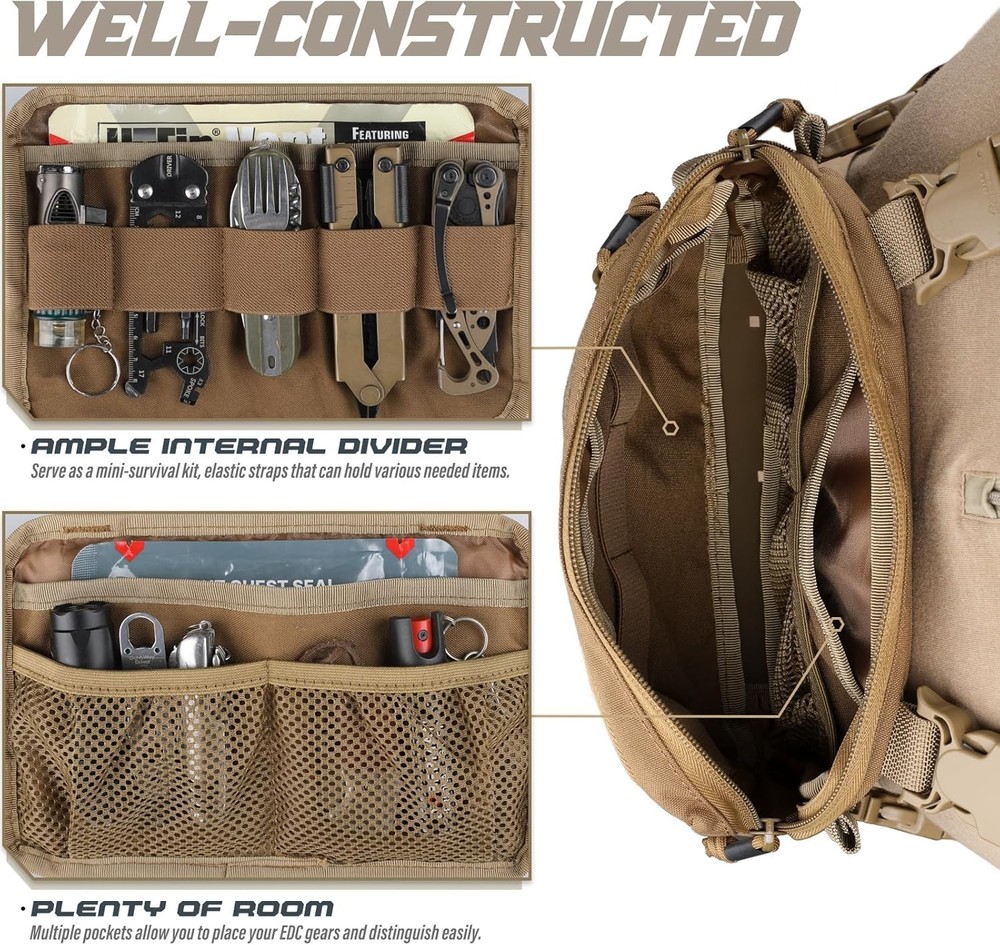 Coyote Brown Chest Rig Pack - Multiple Compartments