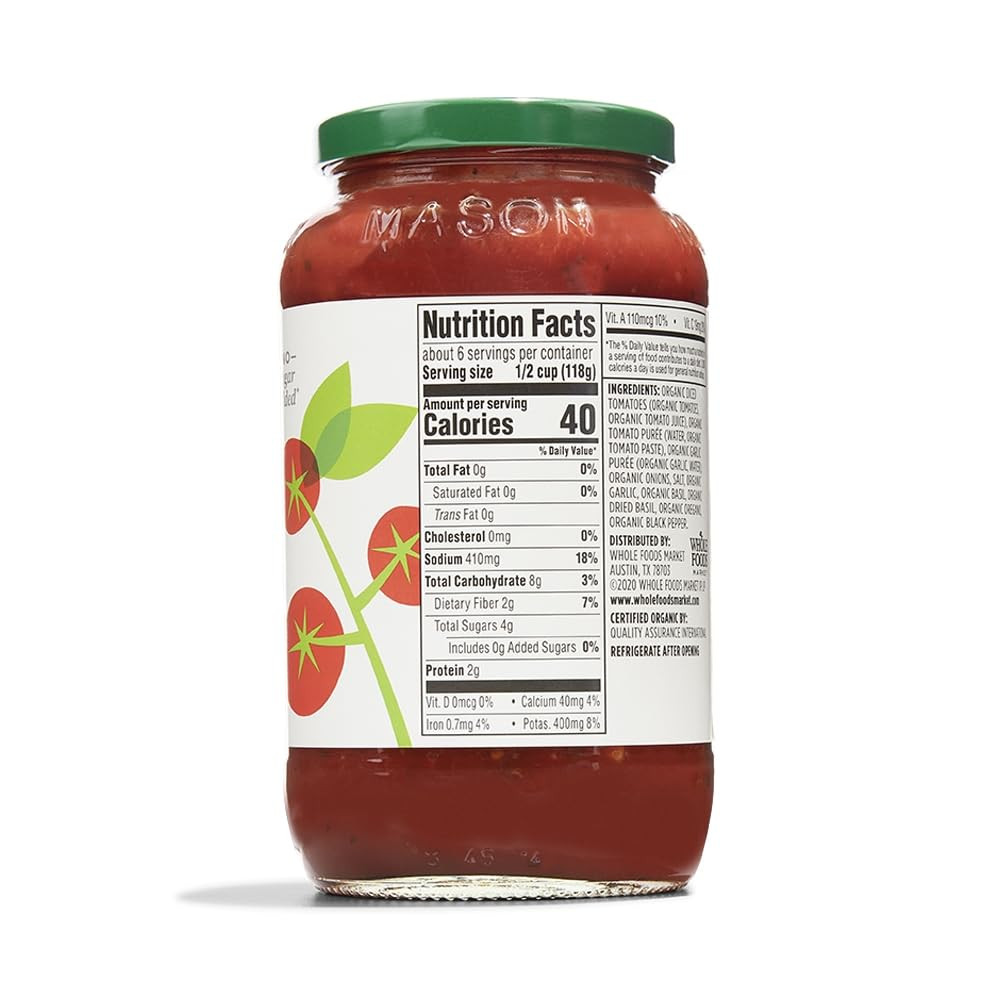 , Organic Marinara Pasta Sauce, 25 Ounce