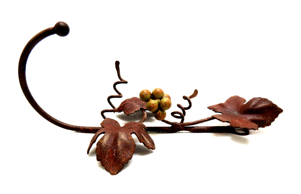 Iron Wall Hook with Grapes & Leaves ~ Towel Jacket Hat Rack